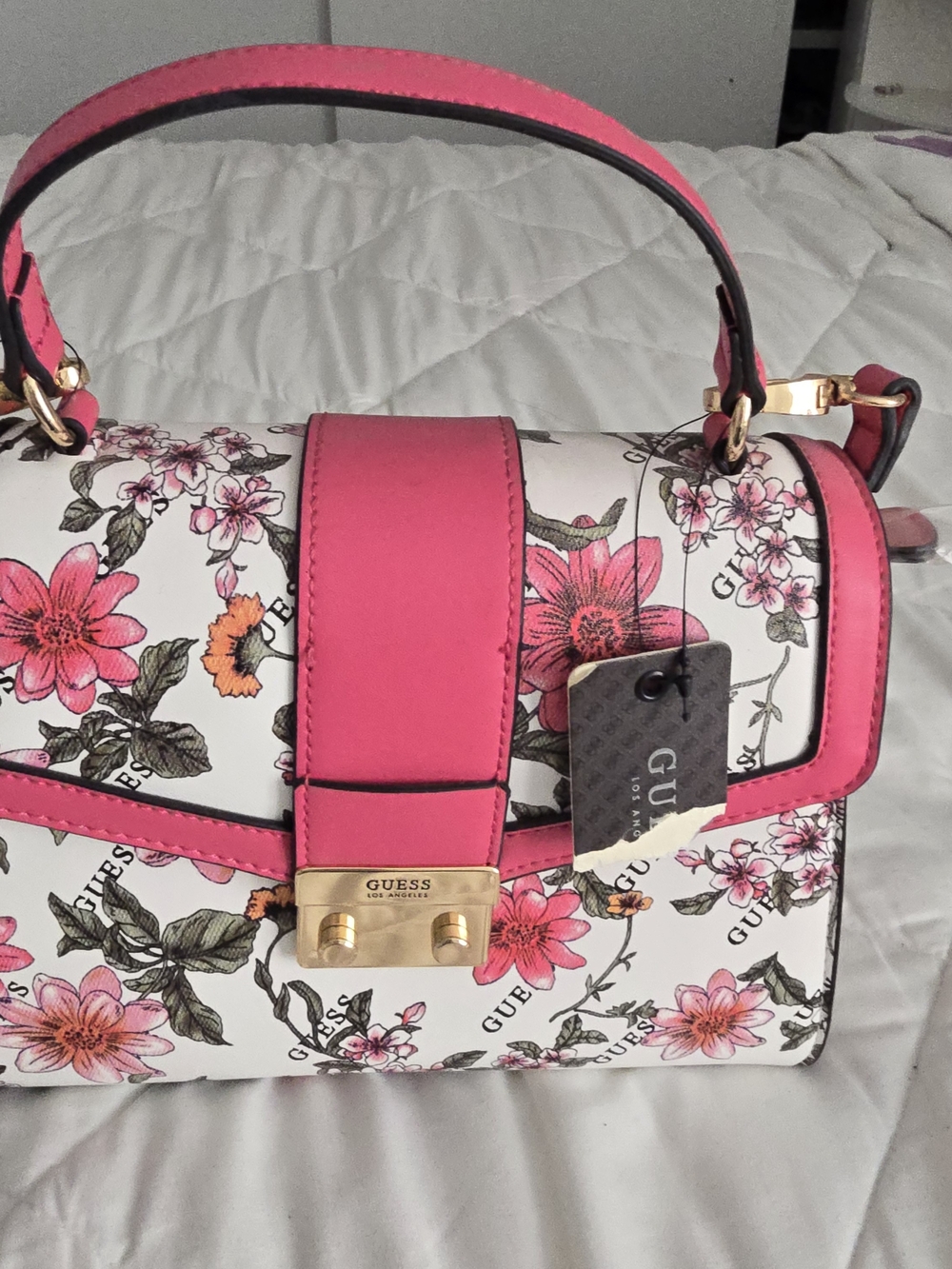GUESS Pink Floral Top-Handle Satchel